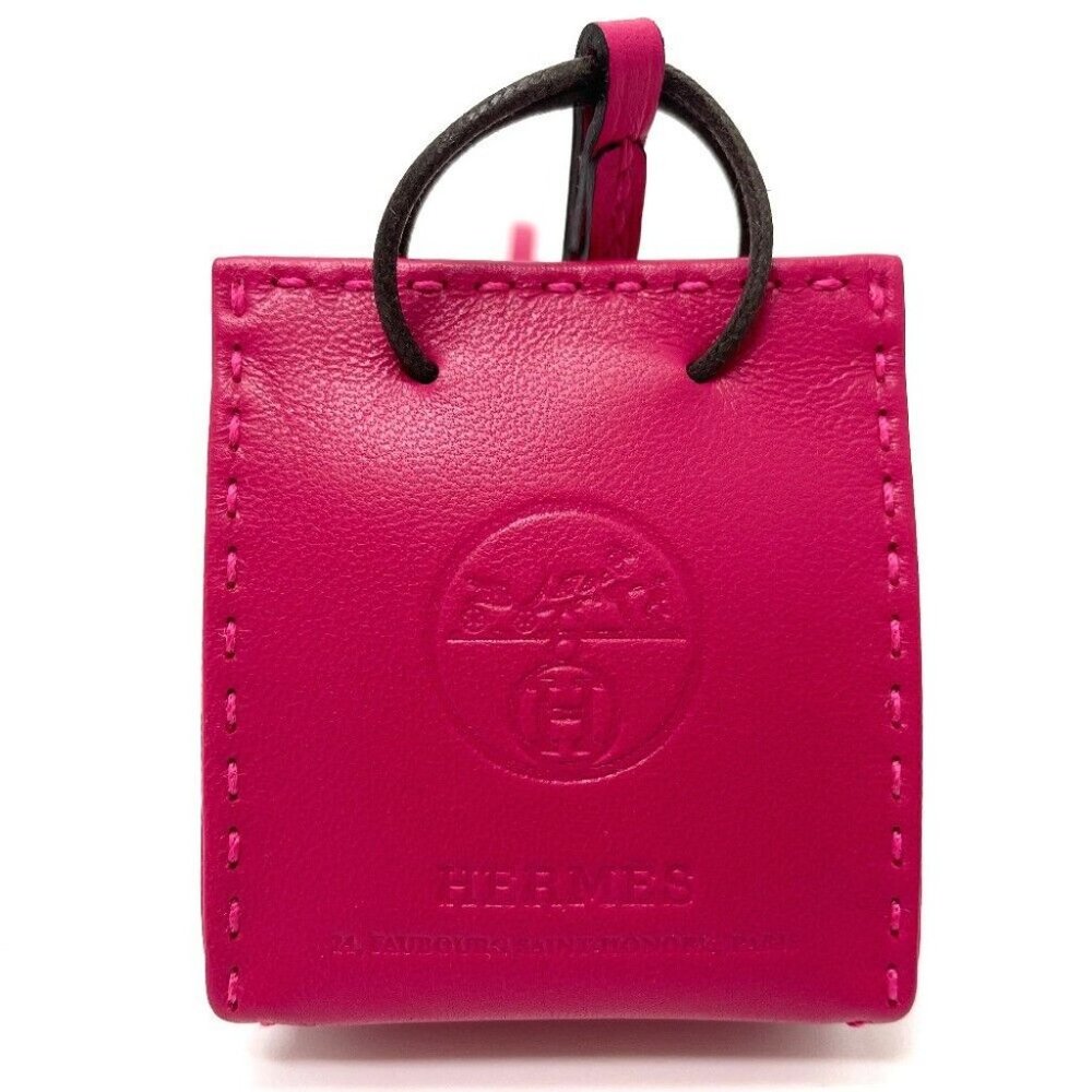 AUTH UNUSED HERMES Shopper Sac Orange strap charm Anyo Miro